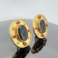 18K Yellow Gold Onyx Intaglio & Ruby Earrings 26g Handmade Omega Back Estate