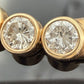 14K Yellow Gold Natural Diamond Bezel Necklace Woven Mesh Chain 18"