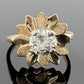 14K Yellow Gold 1.15ct Old European Cut Diamond Flower Ring H I2 Estate Sz 7.5