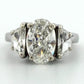 Natural 1.55ct GIA Elongated Oval Diamond Three-Stone Ring 14KW G SI1 Half Moon