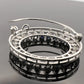 14K White Gold Natural Sapphire & Diamond Circle Pendant Brooch Estate