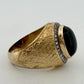 Men's 14K Yellow Gold Natural Black Star Sapphire Diamond Ring Size 12.5, 16.5g