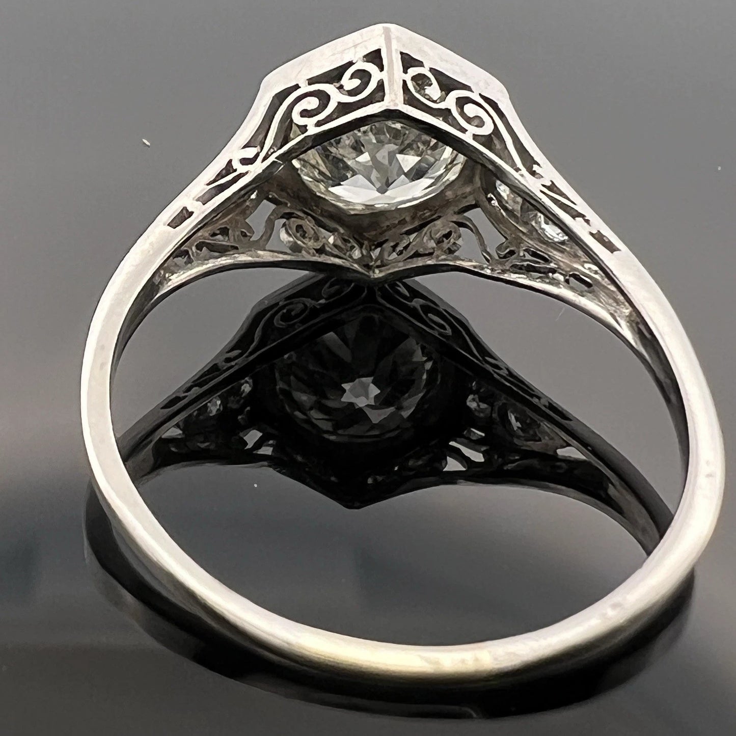 Antique Platinum 1.80ct Old European Cut Diamond Ring Art Deco Size 8