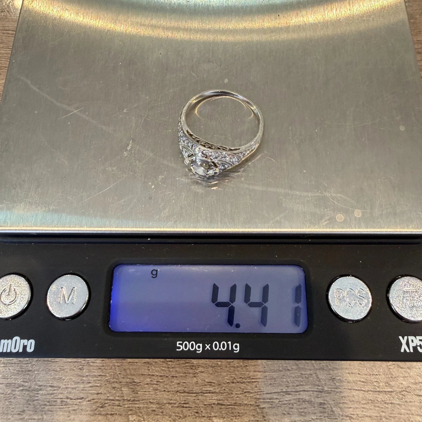 Art Deco Style Platinum Old European Cut Diamond Ring SI1 J Size 5.25