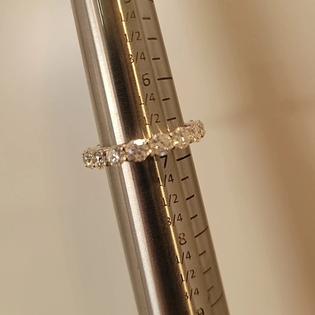 18K White Gold Diamond Eternity Trellis Band Round Brilliant 3.39ctw G-H-I SI by Devine & Co — detail view