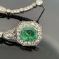 Colombian Emerald and Diamond Platinum Drop Earrings GIA Jewelry Report Certified, scale detail