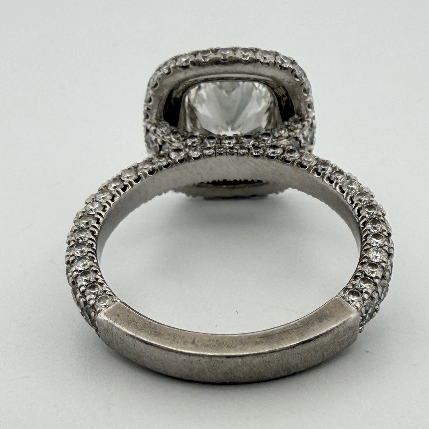 GIA Certified 1.90ct Natural Cushion Cut Diamond Double Halo Engagement Ring Plt