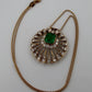 Natural Colombian Emerald and Diamond Pendant Necklace 18K Yellow Gold GIA Report, chain detail