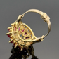 14K Yellow Gold Marquise Ruby & Diamond Cluster Ring – 8.45g – Adjustable 4.5–7 by Devine & Co — detail view