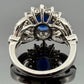 14K White Gold Natural Oval Blue Sapphire Diamond Halo Ring 6.3g Size 6.75