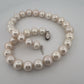 Cultured Pearl Necklace Strand Near Round/Oblong Silver Clasp 17" 11.8-13.4mm