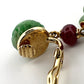 Seaman Schepps Canton Drop Jade, Ruby, Pearl Clip Earrings 18K Gold 17.37g