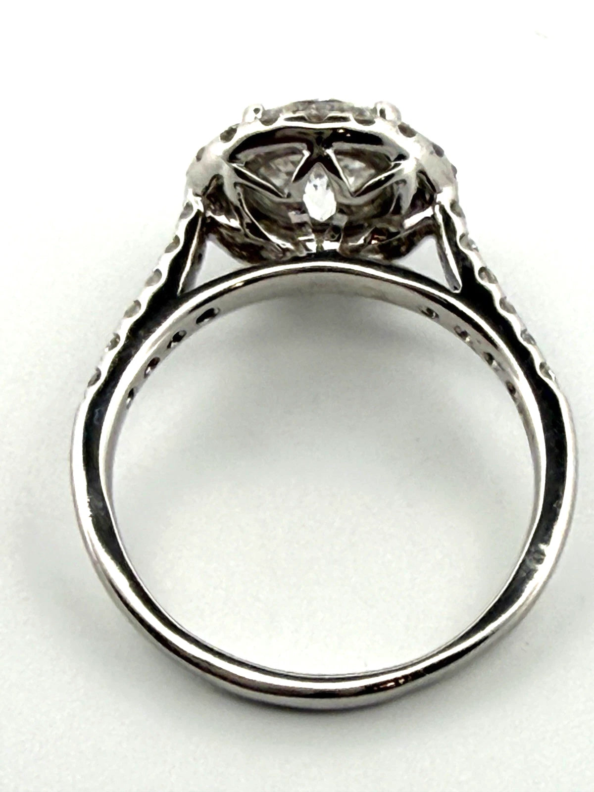 14K White Gold Round Natural Diamond Halo Engagement Ring 1.50 Carat F, SI1 GIA