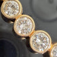 14K Yellow Gold Natural Diamond Bezel Necklace Woven Mesh Chain 18"