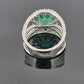 18K White Gold Oval Cabochon Emerald Ring 4.63ct Diamond Split Pave Shank 0.85ct by Devine & Co — detail view