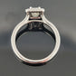 14K White Gold Emerald Cut Diamond Ring 0.72ct VS2 J, Halo Diamonds 0.34ctw by Devine & Co — close-up