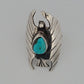 Vintage Sterling Silver Eagle Ring with Turquoise Size 7 by Devine & Co — detail view