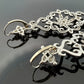 18K & 14K White Gold Moonstone Black Diamond Dangle Earrings 3" 17.9g