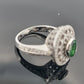 18K White Gold Tsavorite & Diamond Ring 1.51ct Oval Tsavorite 1.02ctw Diamonds by Devine & Co — detail view