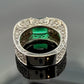 Lab Created Emerald and Diamond Ring 14K White Gold Wide Pavé Mounting 1.50CTW, gallery detail