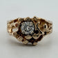 Vintage 14K Yellow Gold Nugget Style Round Diamond Ring 0.50CT Size 8 7.59g
