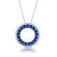 Graziela 18K White Gold Blue Round Sapphire & Diamond Circle Necklace 16" by Devine & Co — detail view