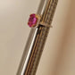 14K White & Yellow Gold Pink Sapphire Ring 2.53ct Oval Diamond Halo 0.14ctw Pave by Devine & Co — detail view