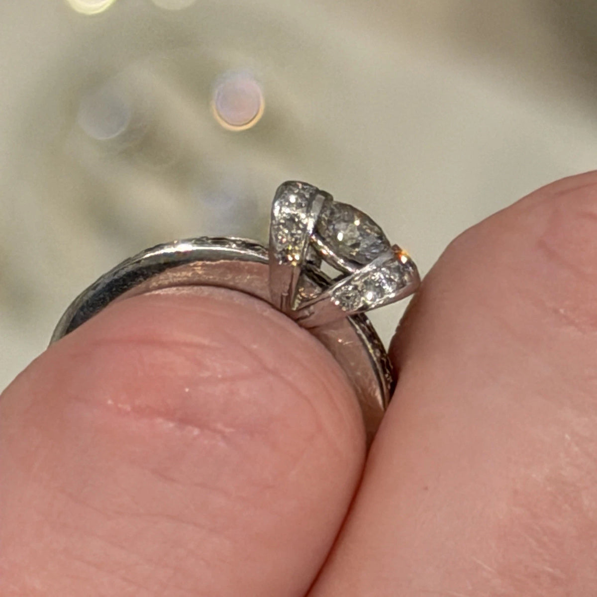 Authentic Tiffany & Co. Platinum Diamond Ribbon Ring 0.41ct F VS1 Size 3.5