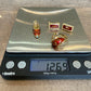 Vintage 14K Yellow Gold Red Enamel Butterfly Motif Ring Slipper Pendant Earrings