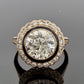 Vintage 3.00ctw Natural Diamond Circular Brilliant Halo Ring GIA Report 14K/15K, profile detail