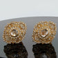 Natural Rose Cut and Round Brilliant Diamond Earrings 14K Yellow Gold Vintage 2CTW, stone detail