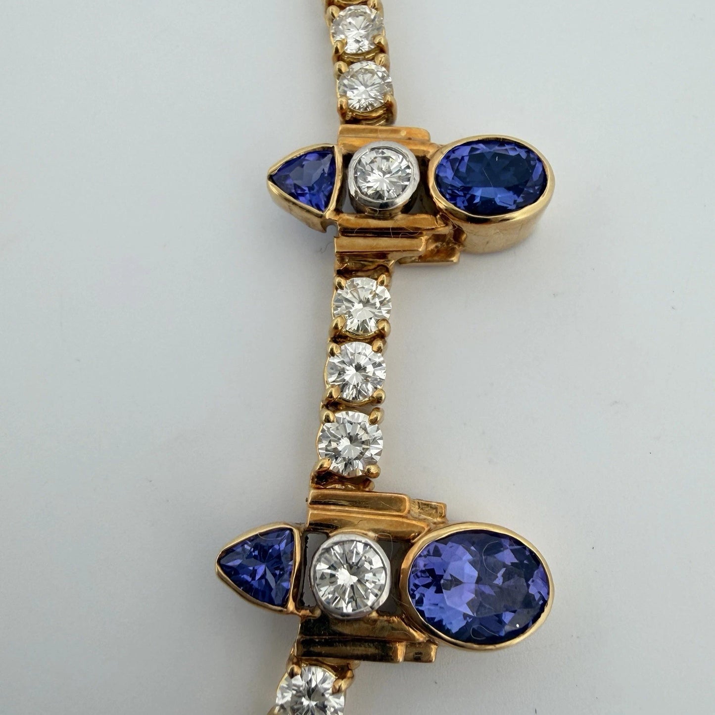 Custom Michael Sherman 18K Gold Natural Tanzanite and Diamond Necklace