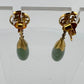 Vintage 14K Gold Jade Drop Earrings Chinese 福 Symbol Disc 5.35g Estate