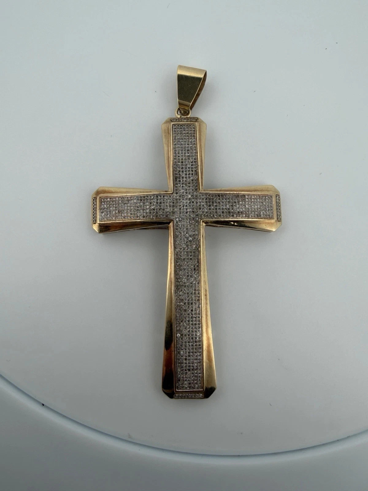 Massive 14K/10K Gold and Diamond Cross Pendant 17.7 Grams 3.5" Large Cross, pendant detail