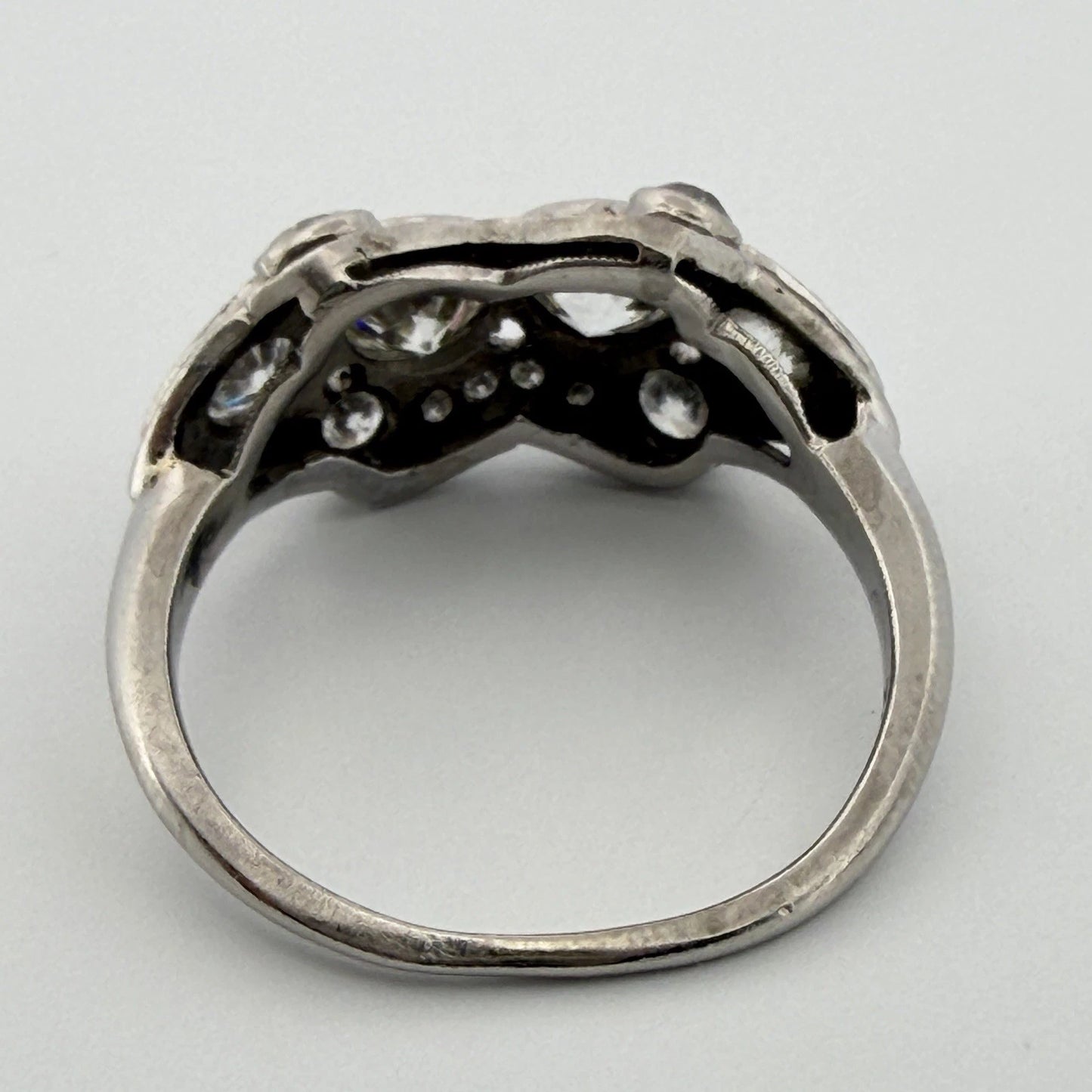 Antique Palladium Diamond Bridal Set OEC Transitional Cut Ring Size 8 1.90CTW