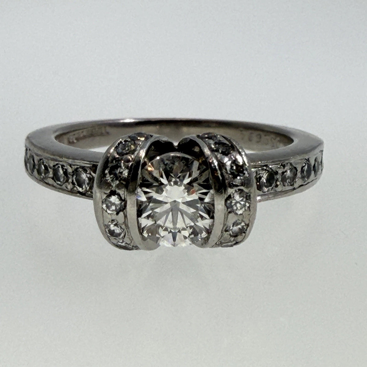 Authentic Tiffany & Co. Platinum Diamond Ribbon Ring 0.41ct F VS1 Size 3.5