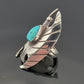 Vintage Sterling Silver Eagle Ring with Turquoise Size 7 by Devine & Co — profile view