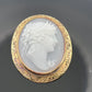 Vintage Hand-Carved Shell Cameo Brooch Pendant 14K Yellow Gold Estate