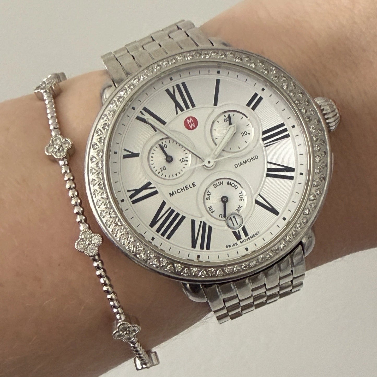 Michele Deco Diamond MW21A01A1966 Steel Watch 41x39mm 0.60 CTW