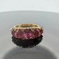 Vintage 15K Yellow Gold Pink Gemstone & Diamond Chip Ring Size 6 Estate