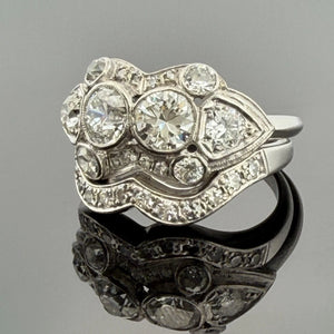 Antique Palladium Diamond Bridal Set OEC Transitional Cut Ring Size 8 1.90CTW