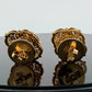 Natural Rose Cut and Round Brilliant Diamond Earrings 14K Yellow Gold Vintage 2CTW, setting detail