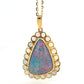 Large Triangular Black Opal Doublet Pendant with Round Crystal Opals 18 13g 14K by Devine & Co — setting detail