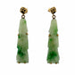 Vintage 14K Gold Carved Jade Drop Earrings Green Jadeite 8.16g Estate