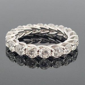18K White Gold Diamond Eternity Trellis Band Round Brilliant 3.39ctw G-H-I SI