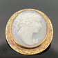 Vintage Hand-Carved Shell Cameo Brooch Pendant 14K Yellow Gold Estate