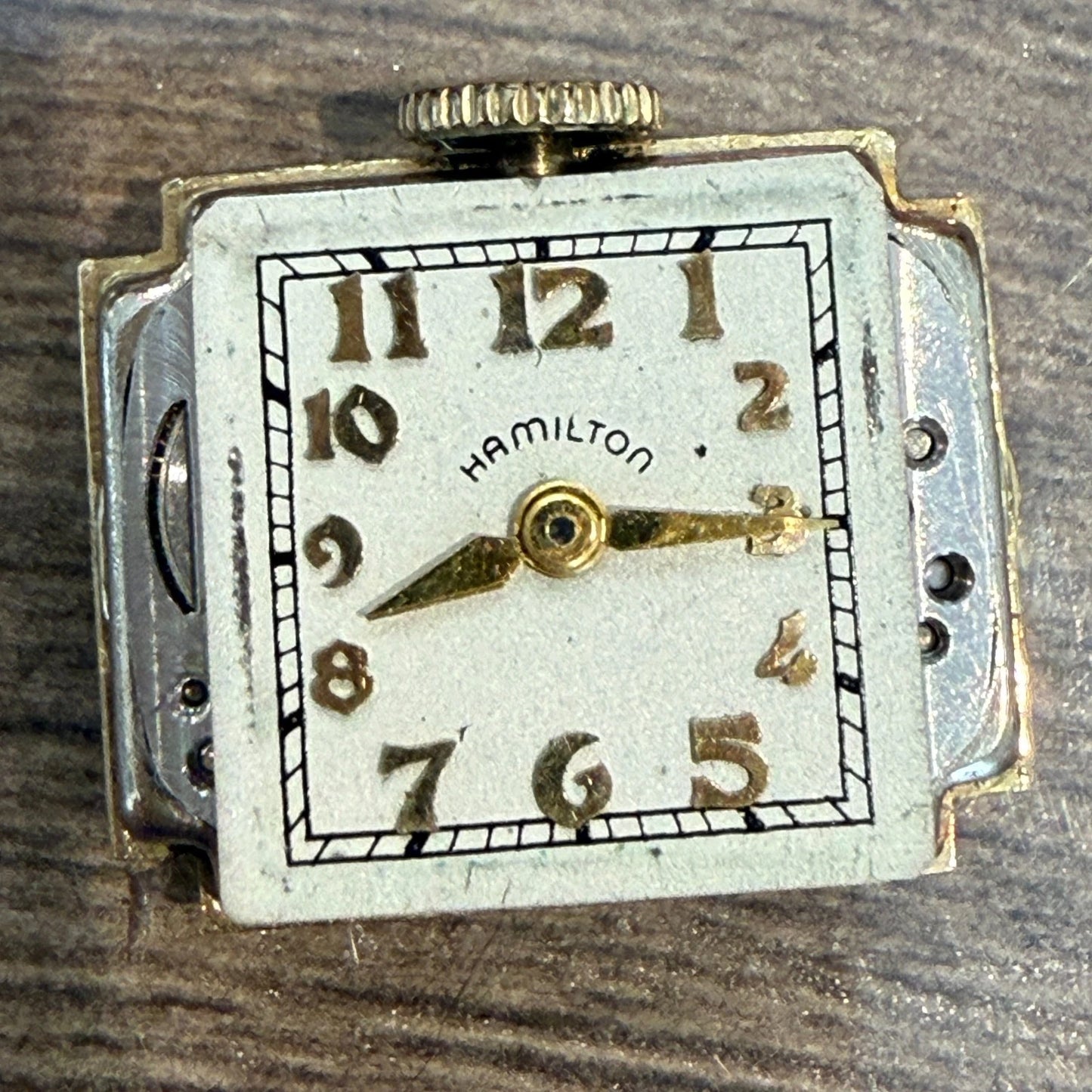 Vintage 14K Yellow Gold Wide Link Bracelet Schiaparelli Hamilton Hidden Watch