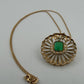 Natural Colombian Emerald and Diamond Pendant Necklace 18K Yellow Gold GIA Report, stone detail