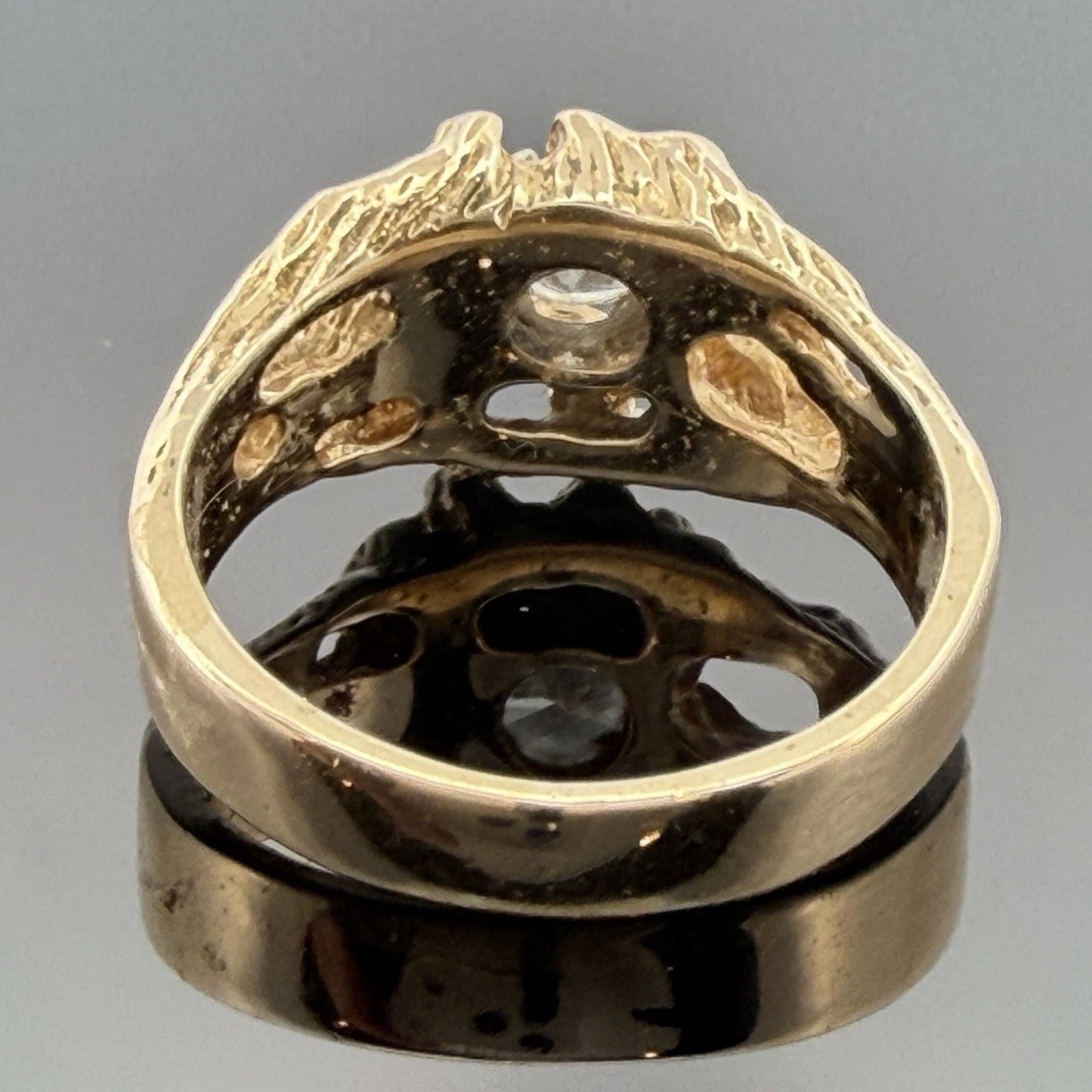 Vintage 14K Yellow Gold Nugget Style Round Diamond Ring 0.50CT Size 8 7.59g