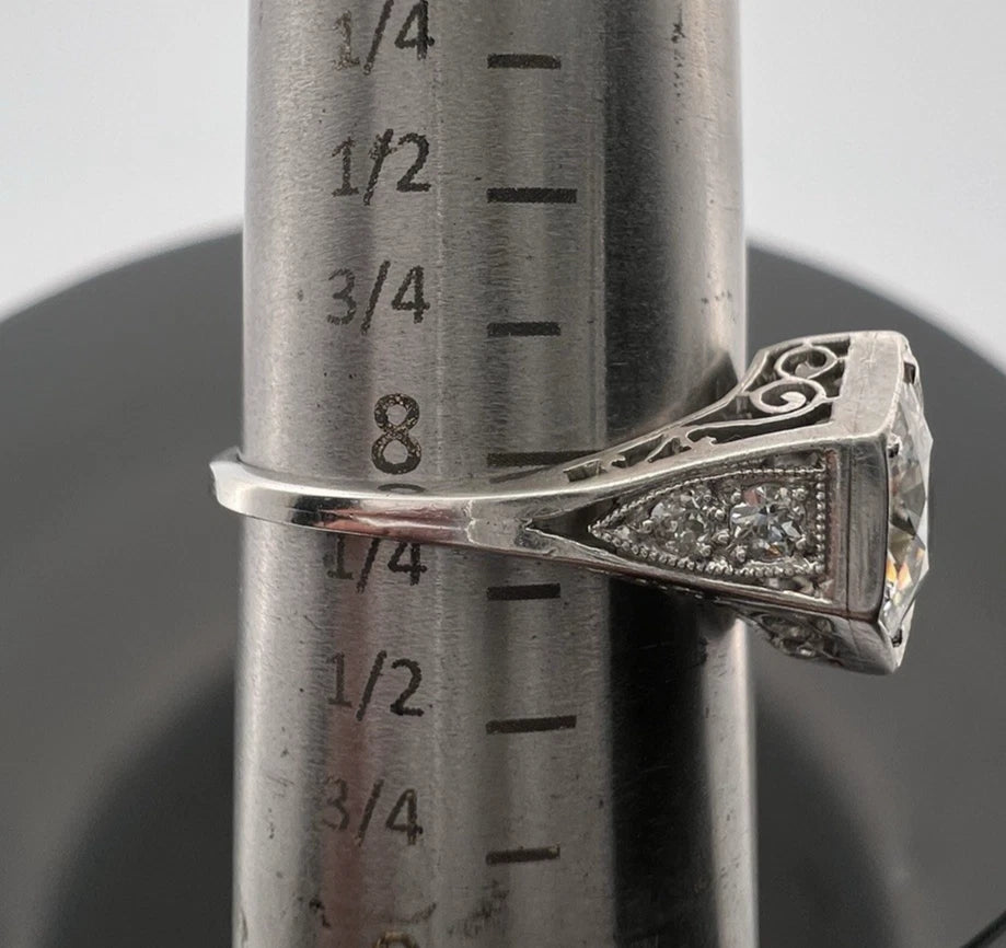 Antique Platinum 1.80ct Old European Cut Diamond Ring Art Deco Size 8